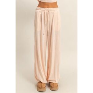 NWT High Waist Drawstring Wide Leg Pants DUSTY PINK